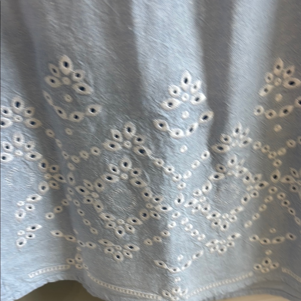 Saks Fifth Avenue Light Blue Midi Dress with Embroidered Sleeves - Picture 6 of 8